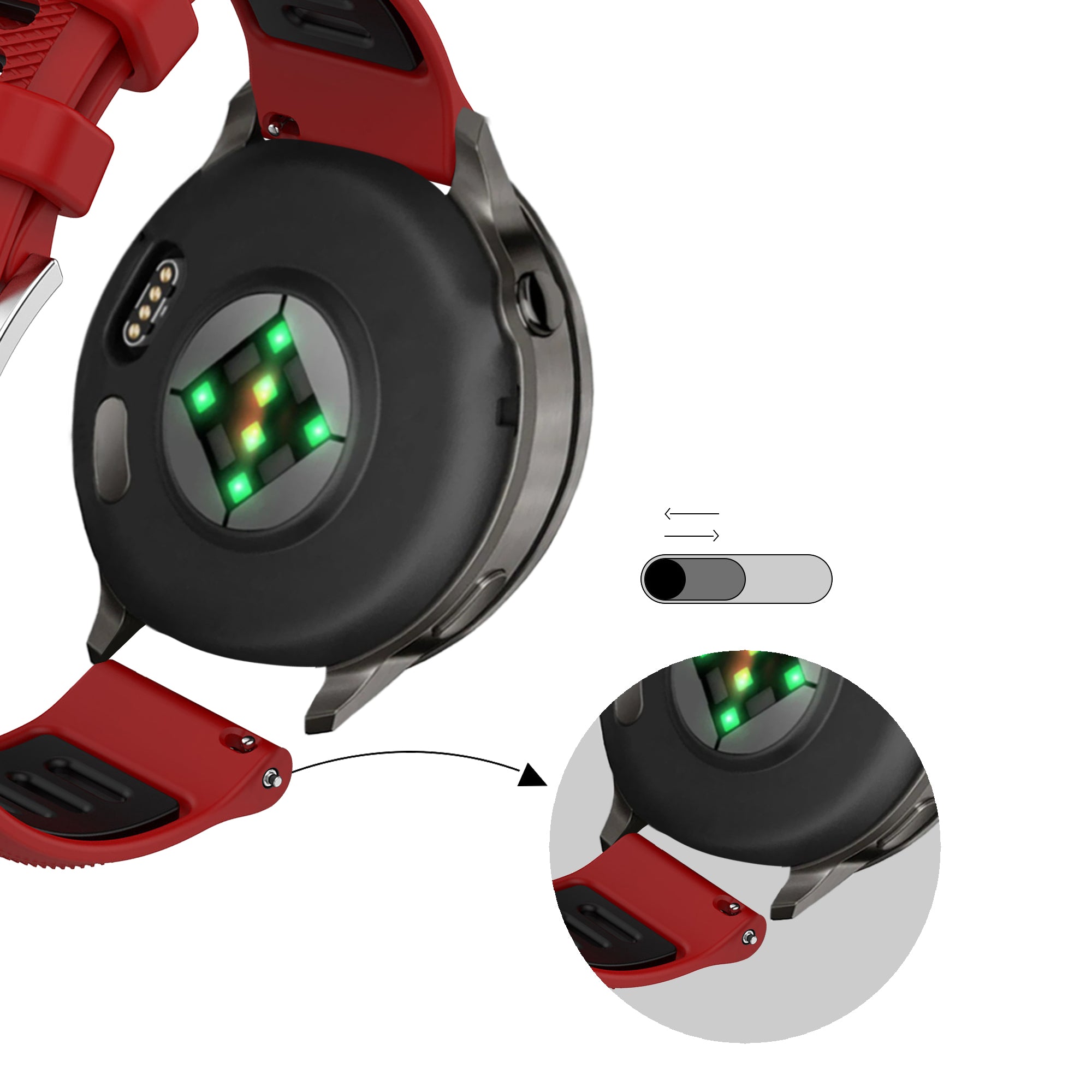 Bandz Garmin Venu 3s Sport Strap with Buckle (Red/Black)