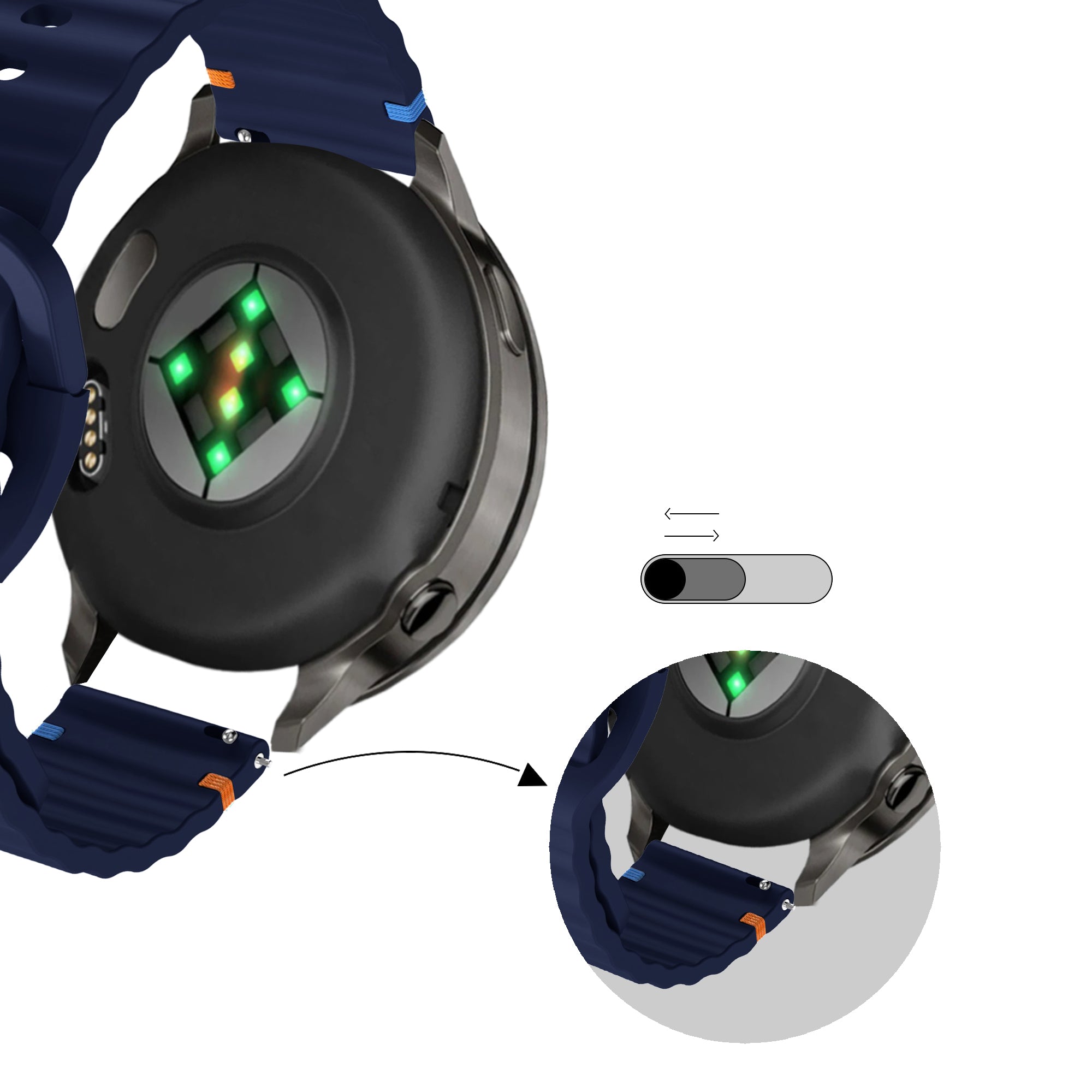 Bandz Garmin Vivoactive 3 Silicone Strap 'Wave' (Dark Blue)