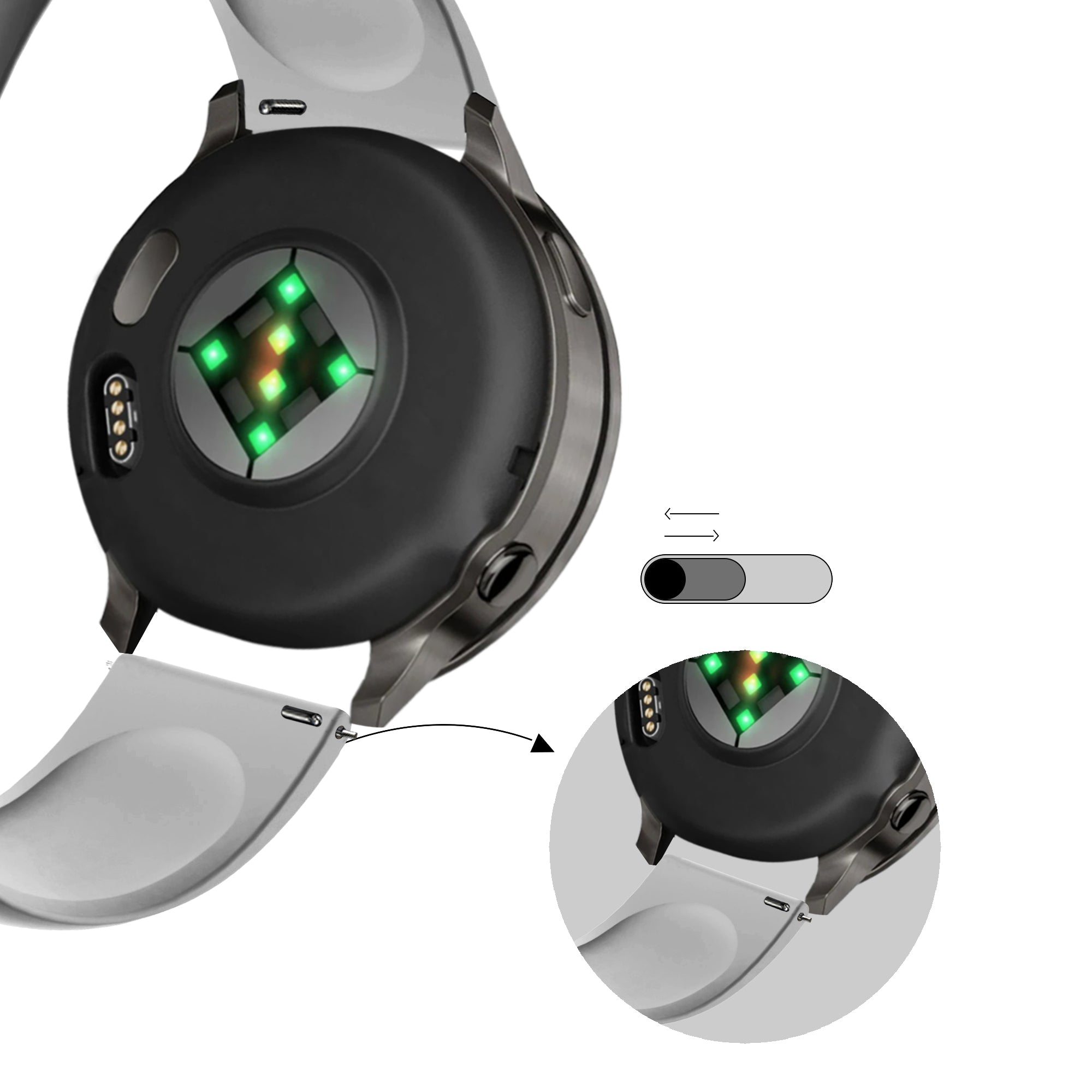 Bandz Garmin Forerunner 570 - 42mm Sport Strap 'Deluxe' (Grey)