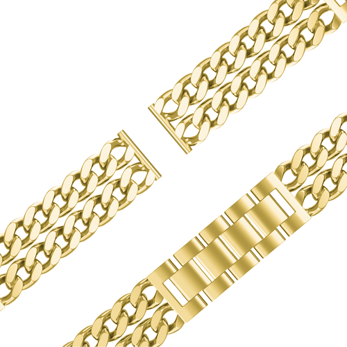 Bandz ICE Fit RT 3.0 - 36mm Metal Strap 'Double Chains' (Gold)