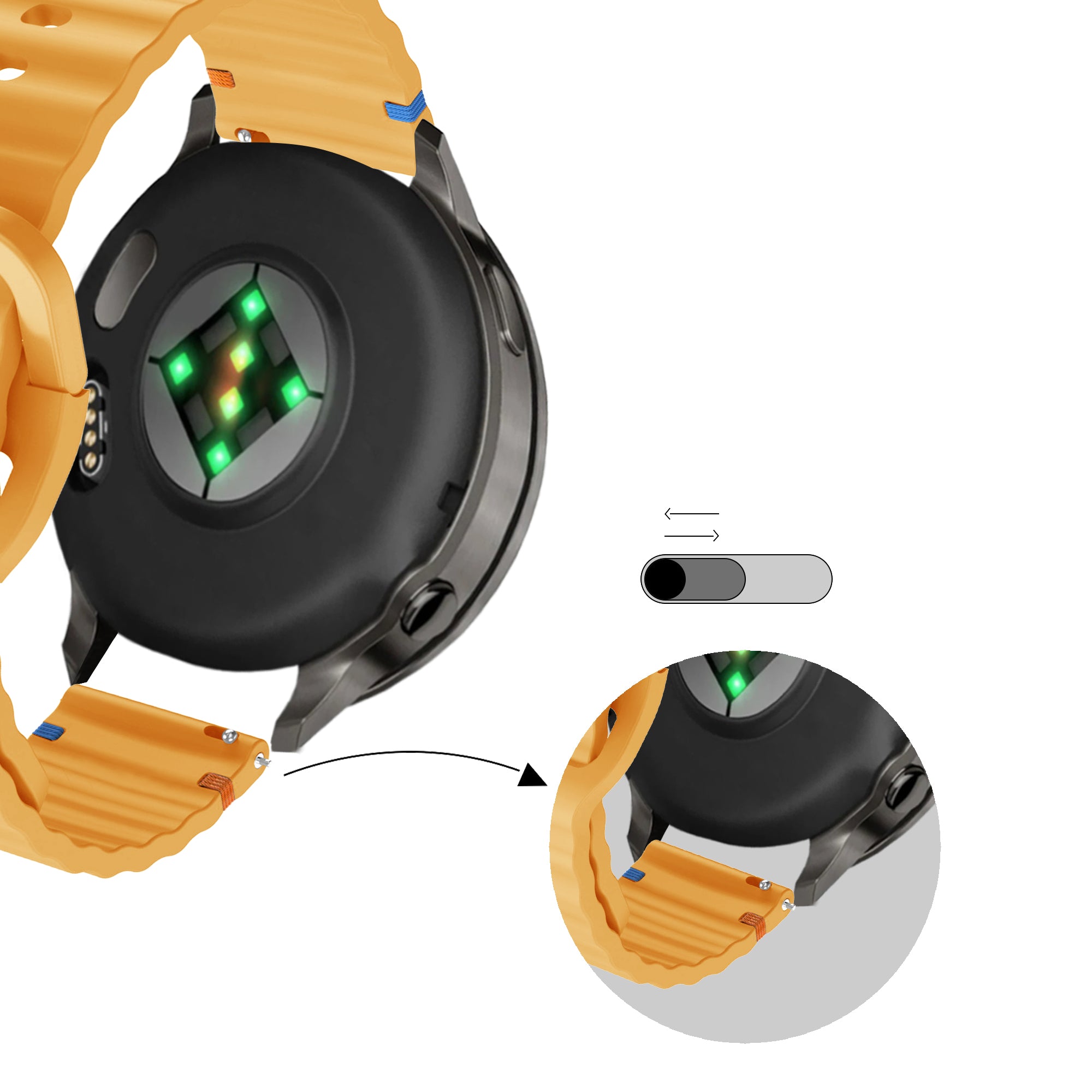 Bandz Garmin Vivoactive 4 Silicone Strap 'Wave' (Dark Yellow)