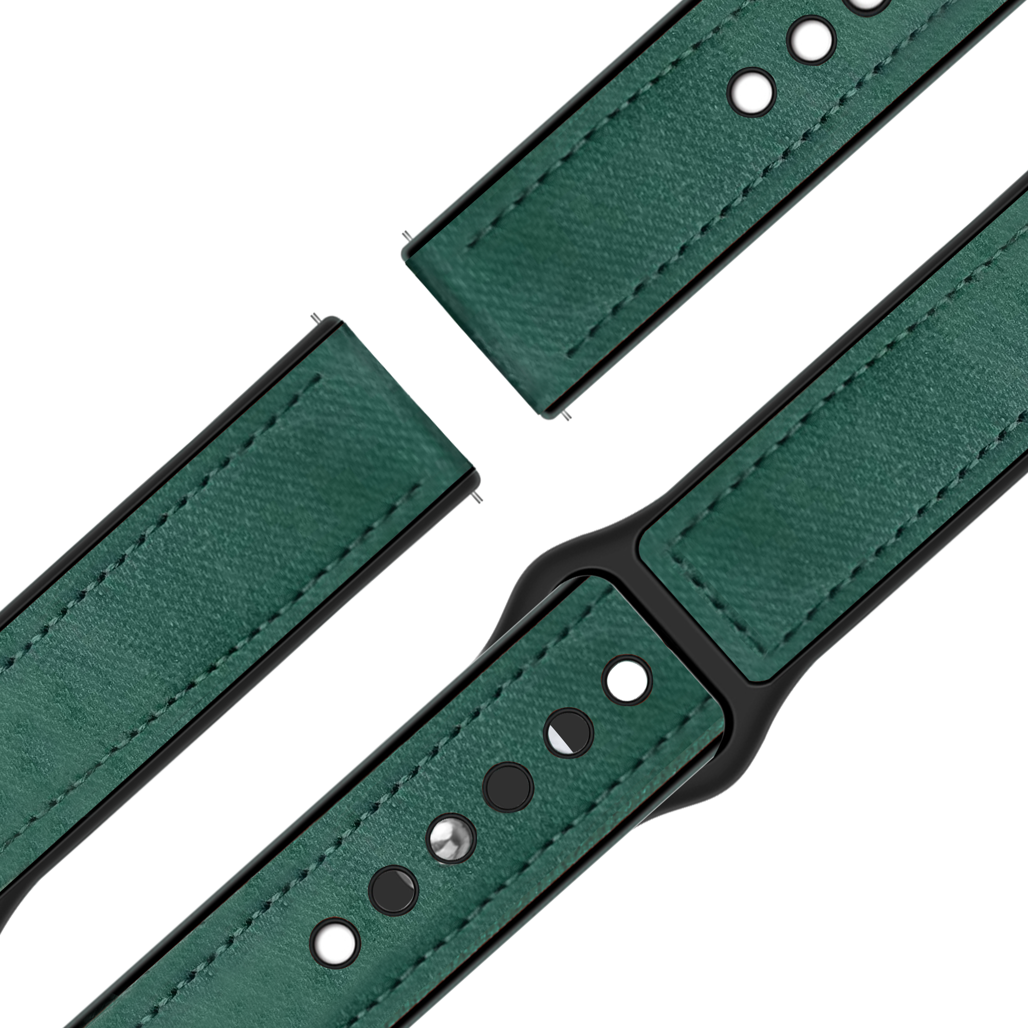 Bandz Garmin Vivoactive 4 Leather Strap 'Hybrid' (Green)