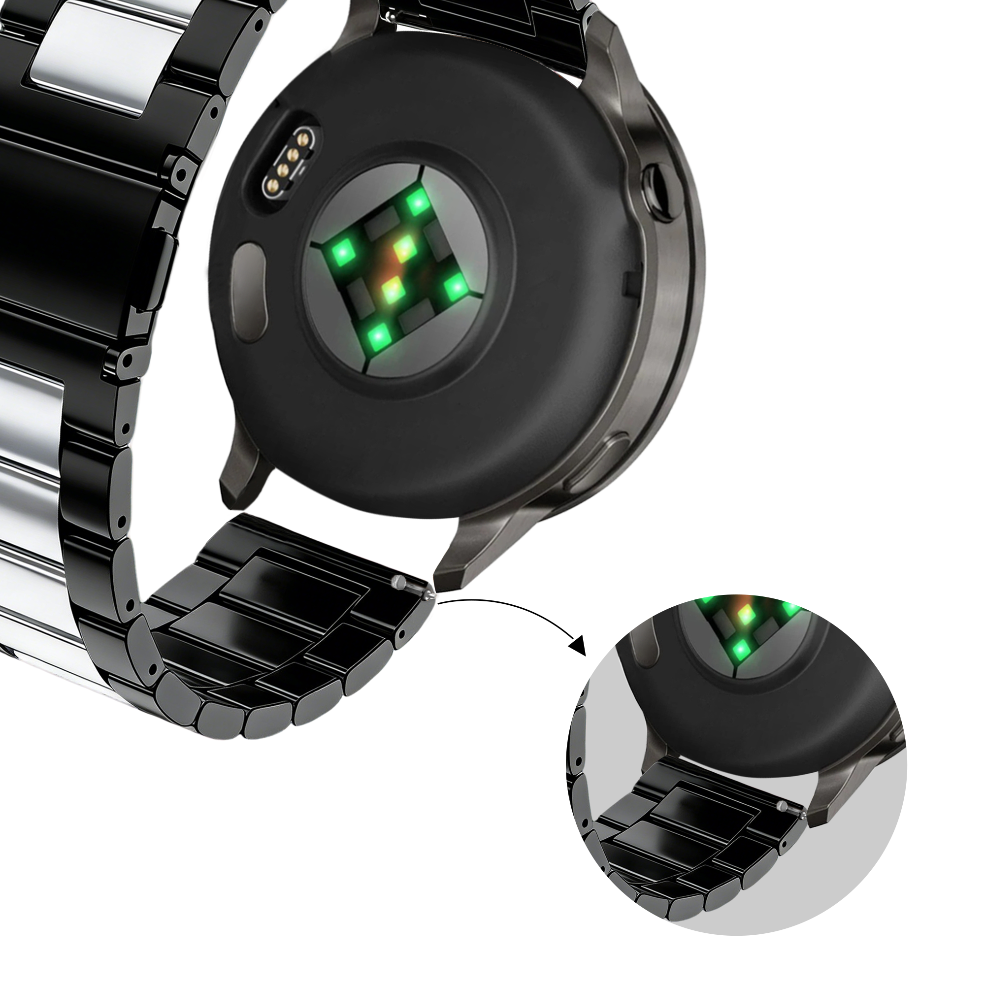 Bandz Garmin Forerunner 255 Steel Strap 'Classic' (Black/Silver)