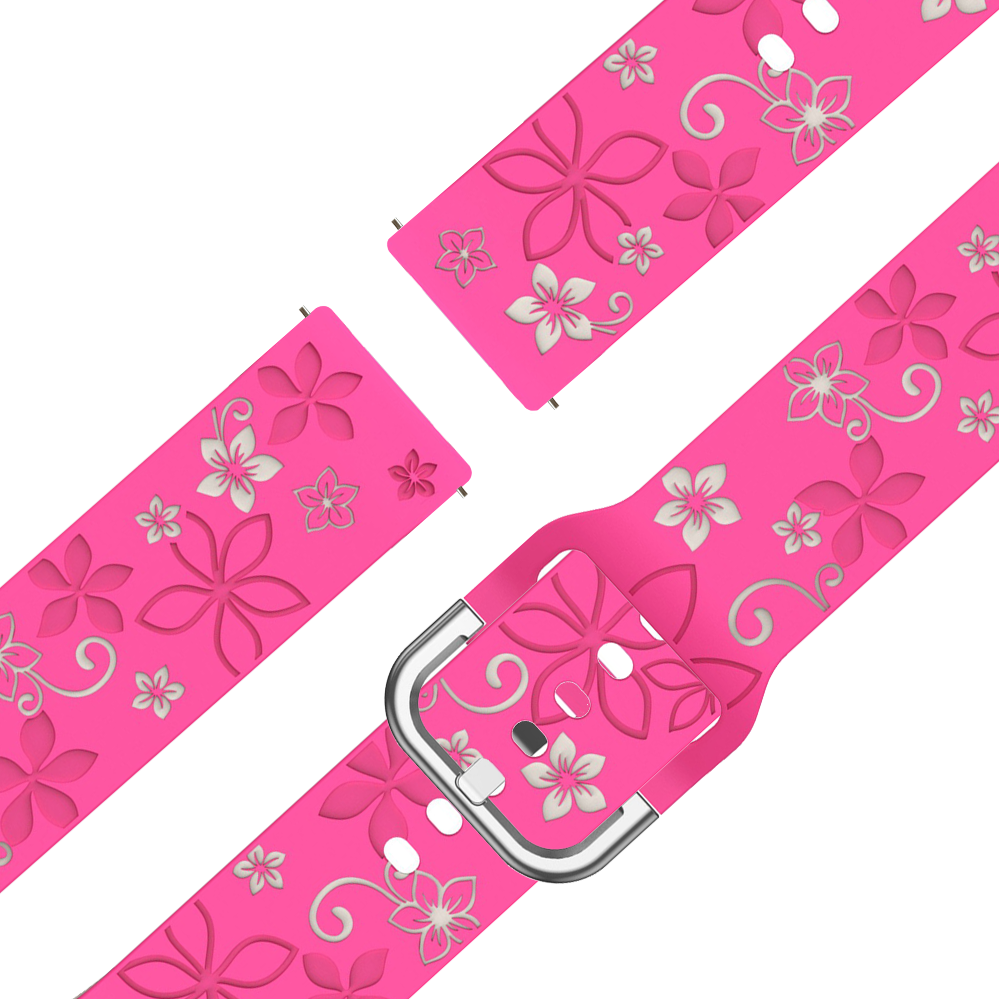 Bandz Garmin Venu 4 - 41mm Silicone Strap 'Flowers' (Bright Pink/Starlight)