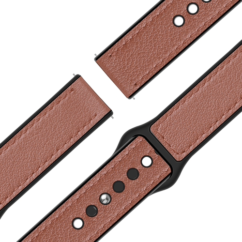 Bandz Garmin Forerunner 255 Leather Strap 'Hybrid' (Brown)