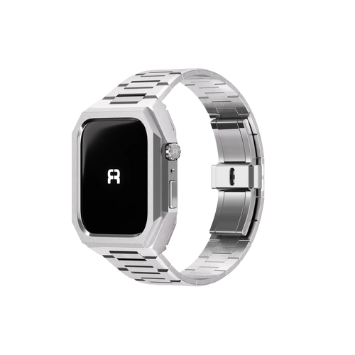 Reqior Apple Watch 45mm Case with Steel Strap 'Nautilus' (Silver)