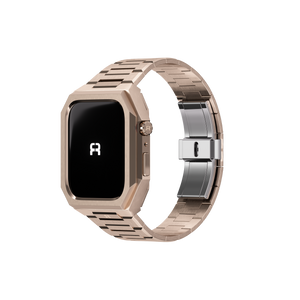 Reqior Apple Watch 45mm Case with Steel Strap 'Nautilus' (Rose Gold)