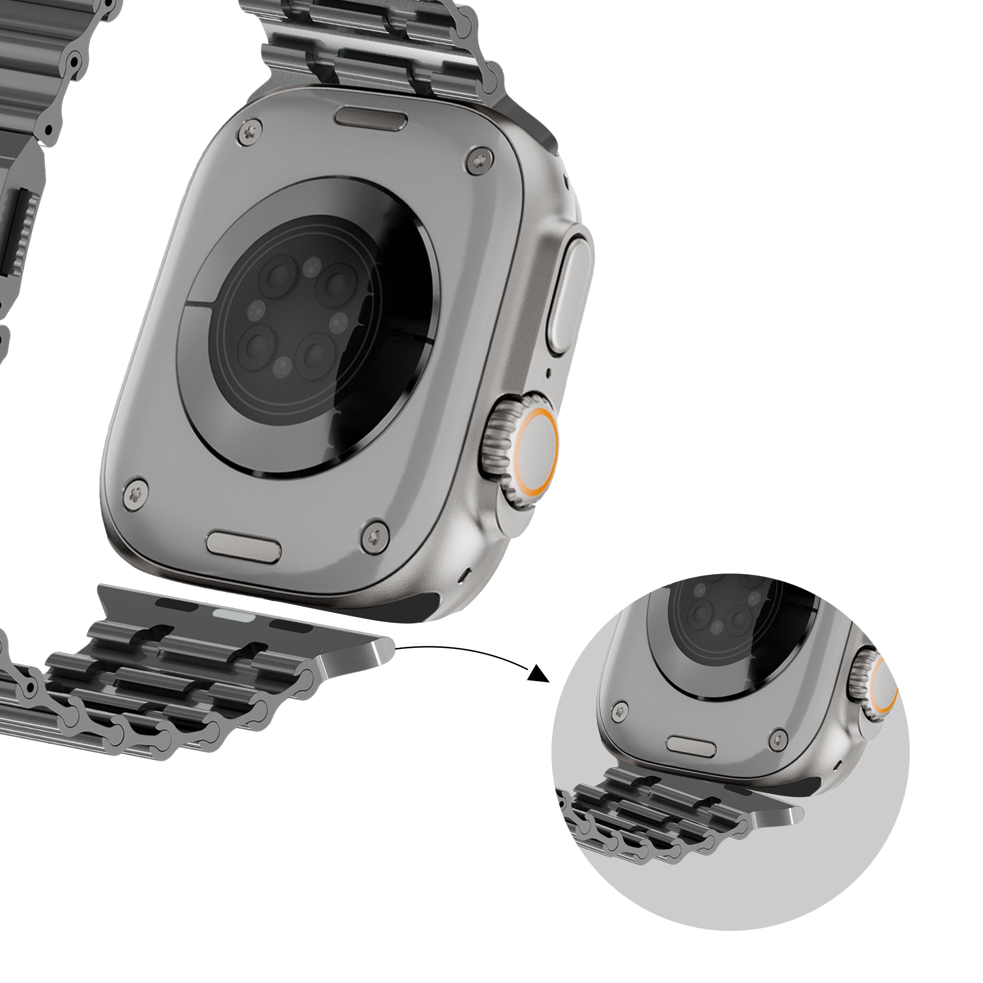 Bandz Apple Watch Ultra Premium Steel Strap 'Ocean' (Titanium)