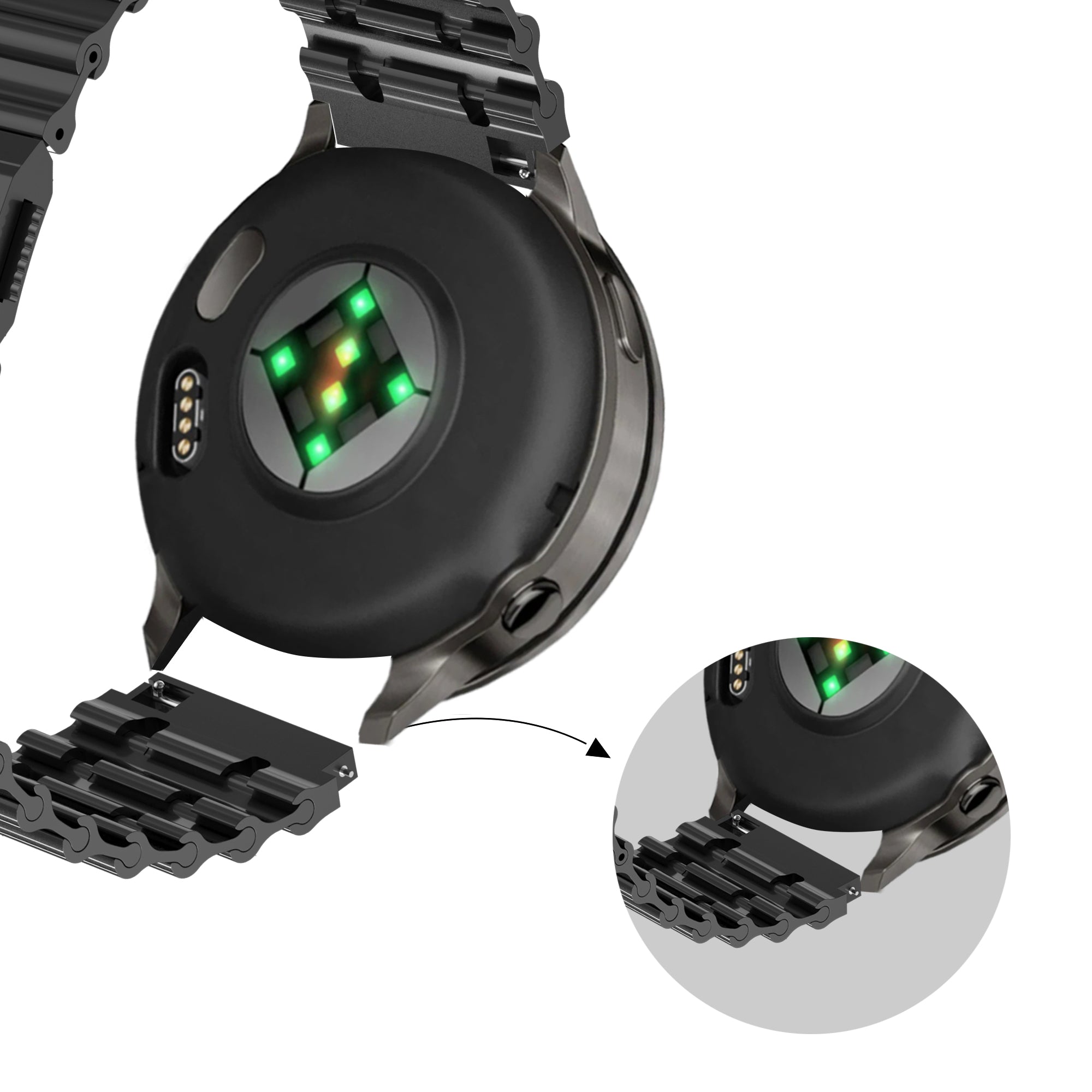 Bandz Suunto 9 Peak Pro Premium Steel Strap 'Ocean' (Black)