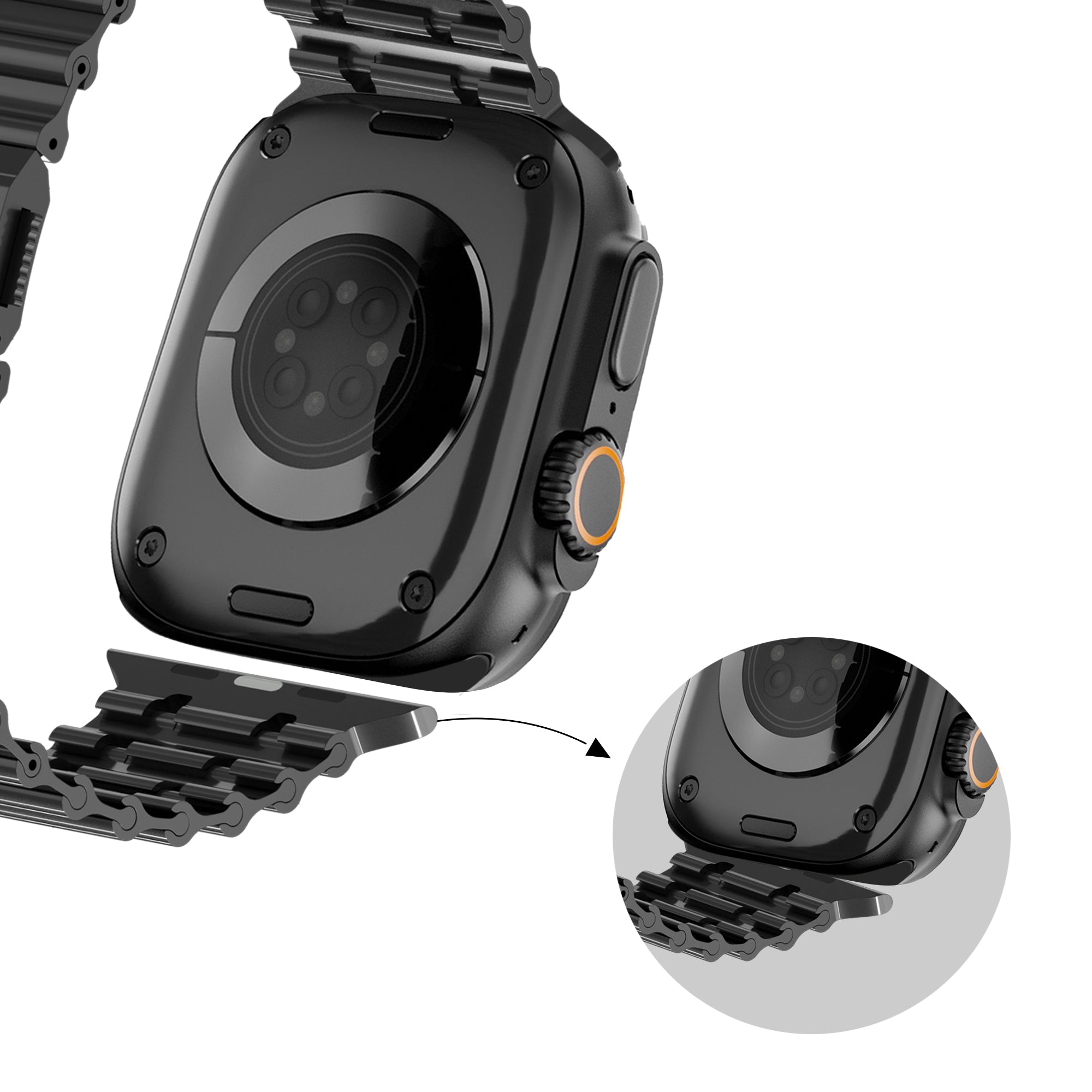 Bandz Apple Watch Ultra Premium Steel Strap 'Ocean' (Black)