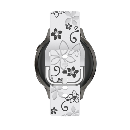 Bandz Garmin Bounce 2 Silicone Strap 'Flowers' (White/Black)