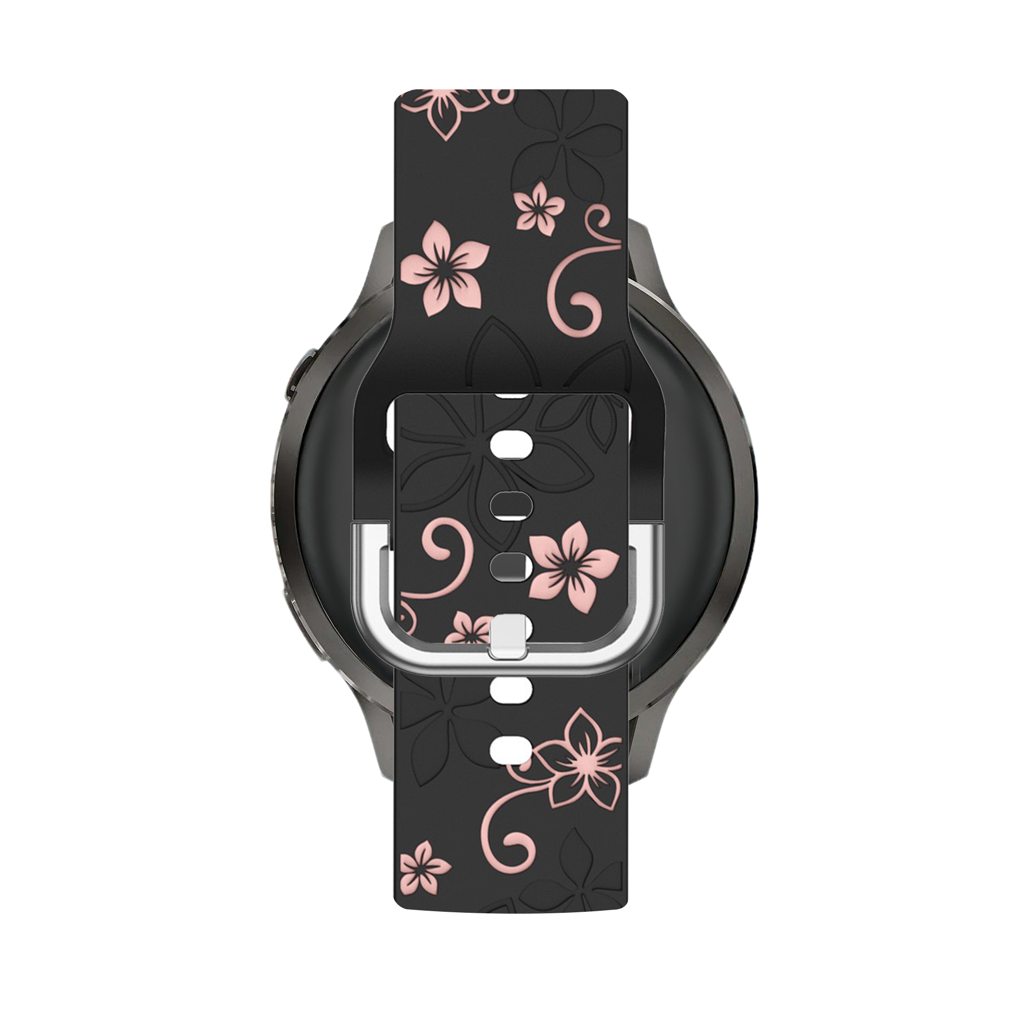 Bandz Garmin Forerunner 645 Silicone Strap 'Flowers' (Black/Light Pink)