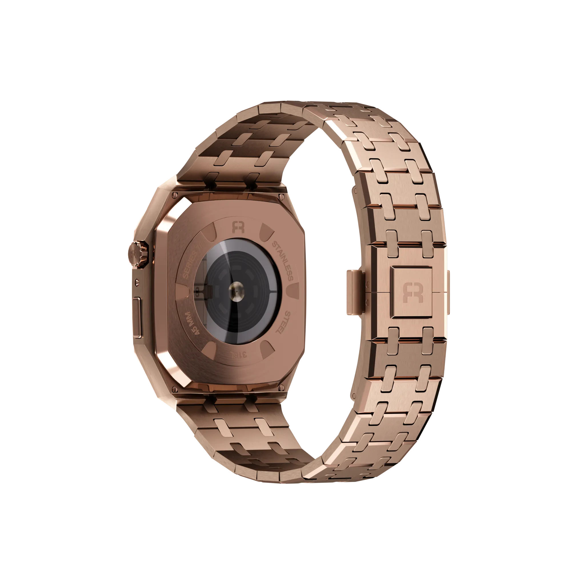 Reqior Apple Watch 45mm Case with Steel Strap (Rose Gold)
