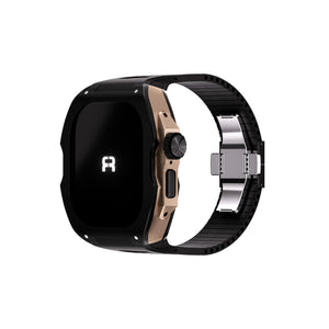 Reqior Apple Watch Ultra Case with Rubber Strap (Black/Rose Gold)