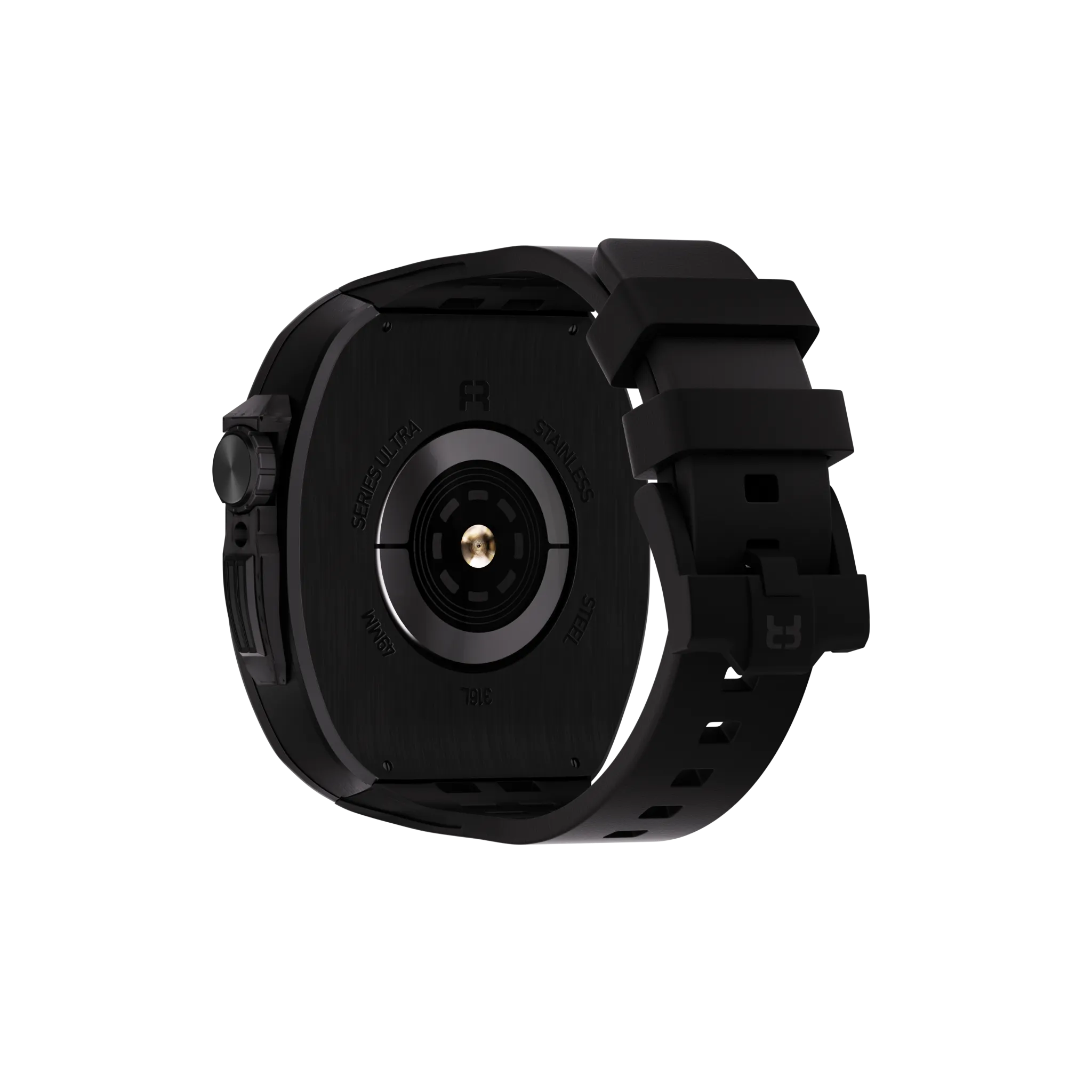 Reqior Apple Watch 45mm Polymer and Metal Case with Rubber Strap (Black)