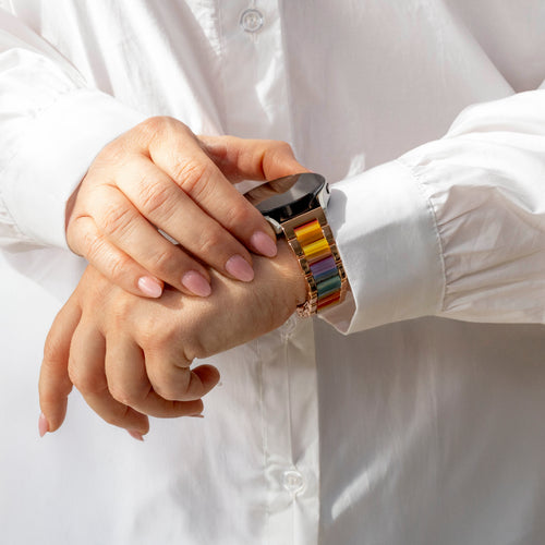 Polar Ignite Resin Steel Strap (Rose Gold/Multicoloured)