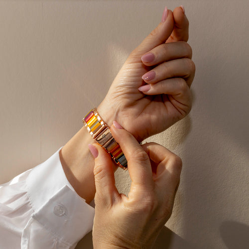 Polar Ignite Resin Steel Strap (Rose Gold/Multicoloured)