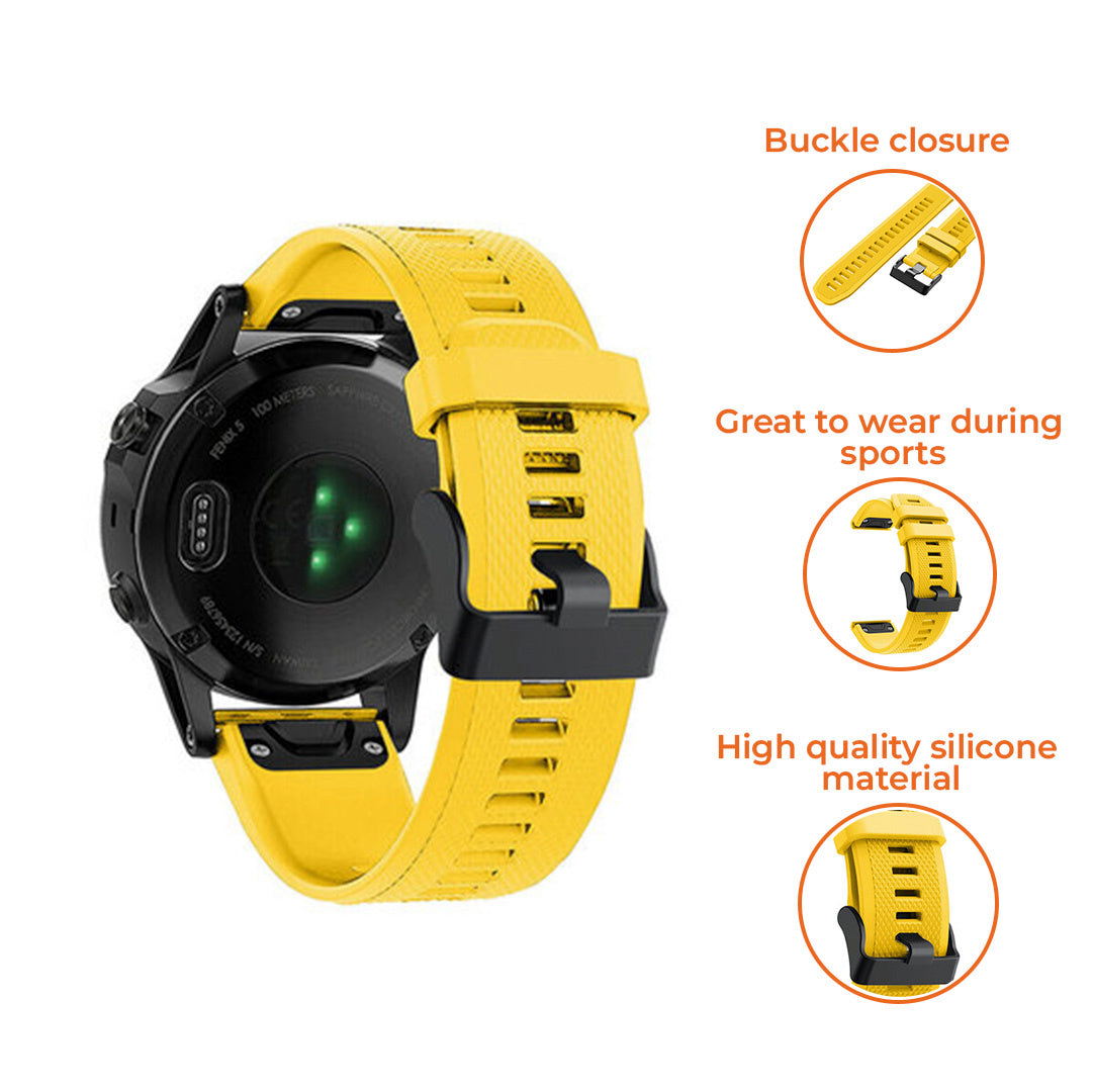 Garmin Fenix 5 Plus 6 Pro Silicone Strap Yellow