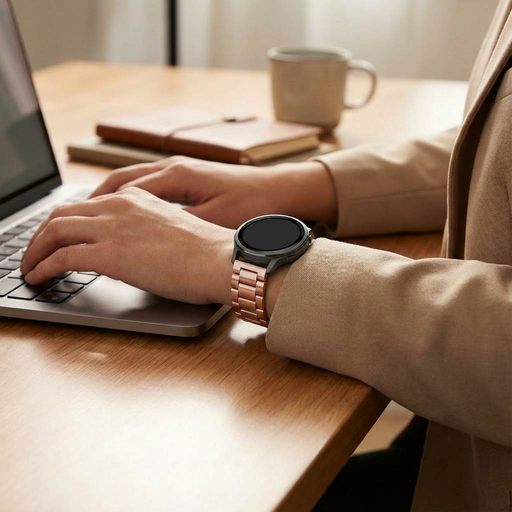 Bandz Garmin Forerunner 570 - 42mm Steel Strap 'Classic' (Pink)