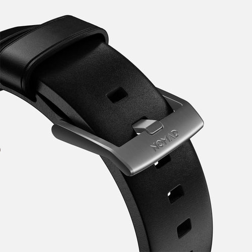 Nomad Modern Apple Watch Leather Strap (Black/Silver)