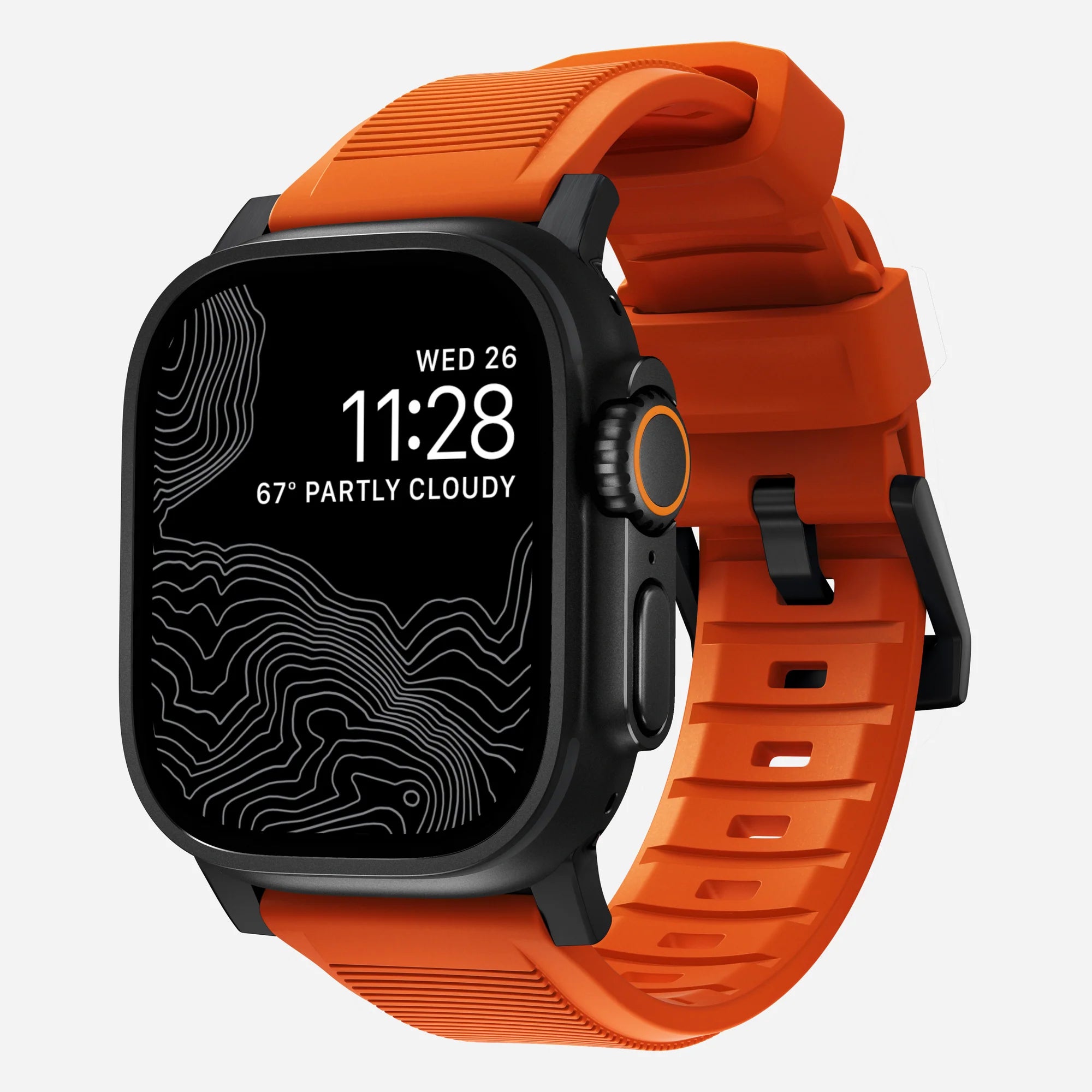 Nomad Rugged Apple Watch Silicone Strap (Black/Ultra Orange)