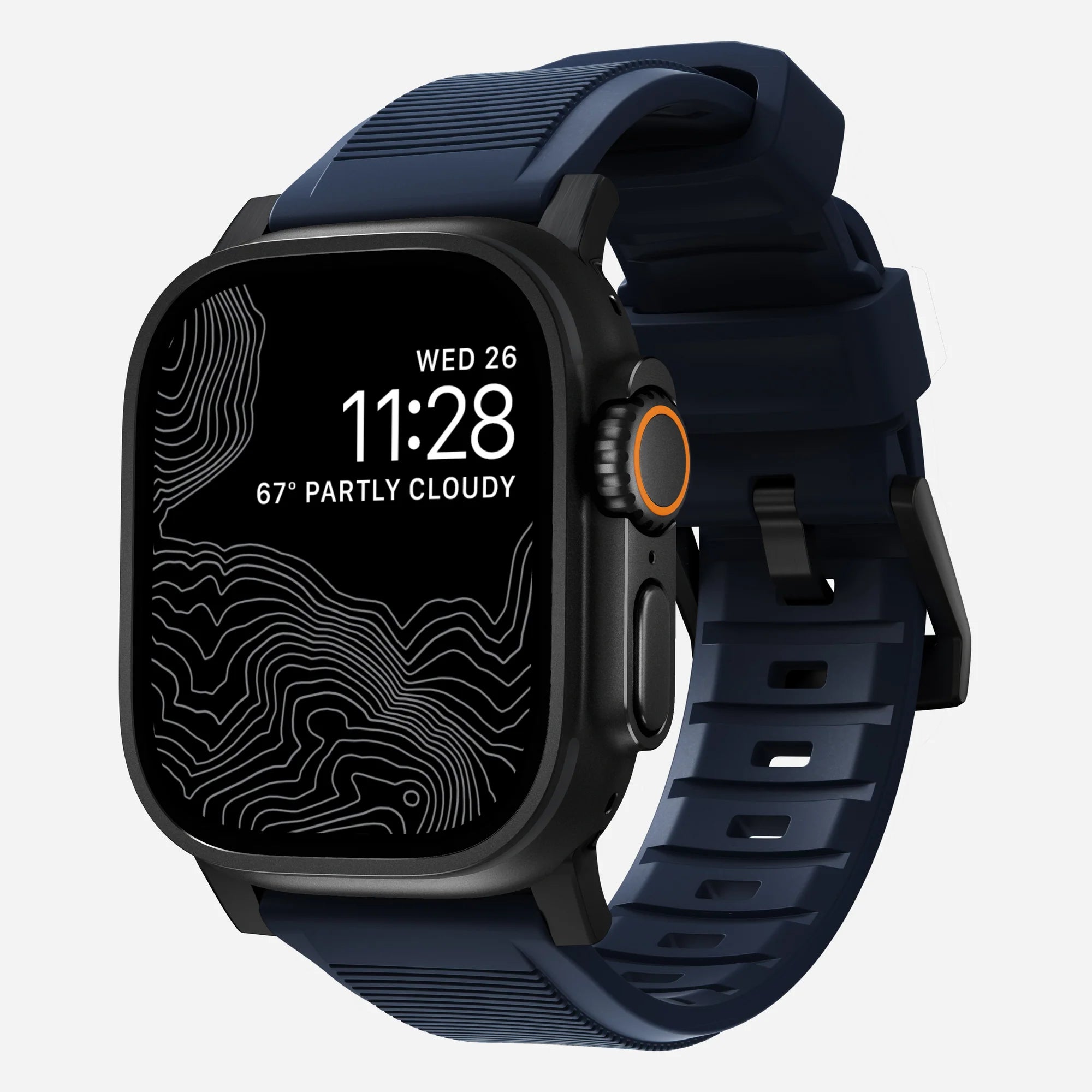 Nomad Rugged Apple Watch Silicone Strap (Black/Atlantic Blue)