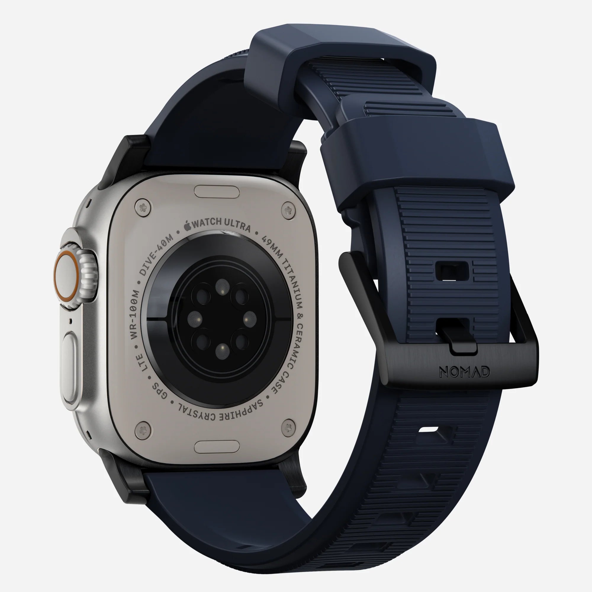 Nomad Rugged Apple Watch Silicone Strap (Black/Atlantic Blue)