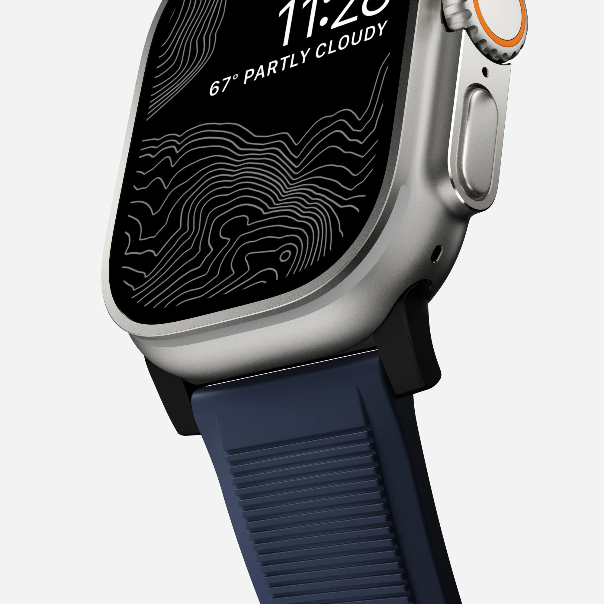 Nomad Rugged Apple Watch Silicone Strap (Black/Atlantic Blue)