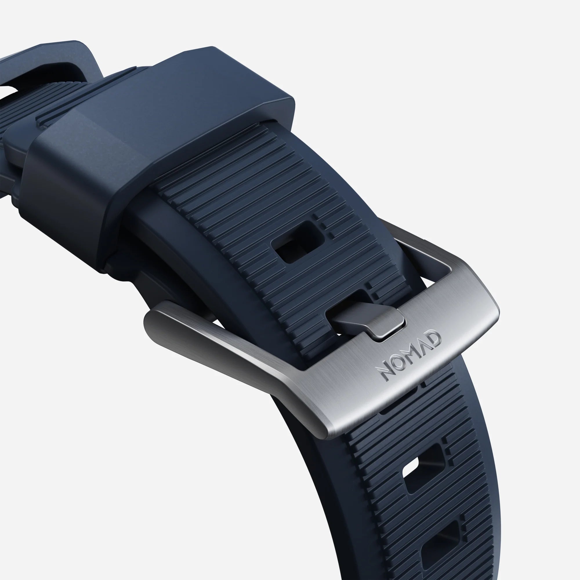 Nomad Rugged Apple Watch Silicone Strap Silver/Atlantic Blue)