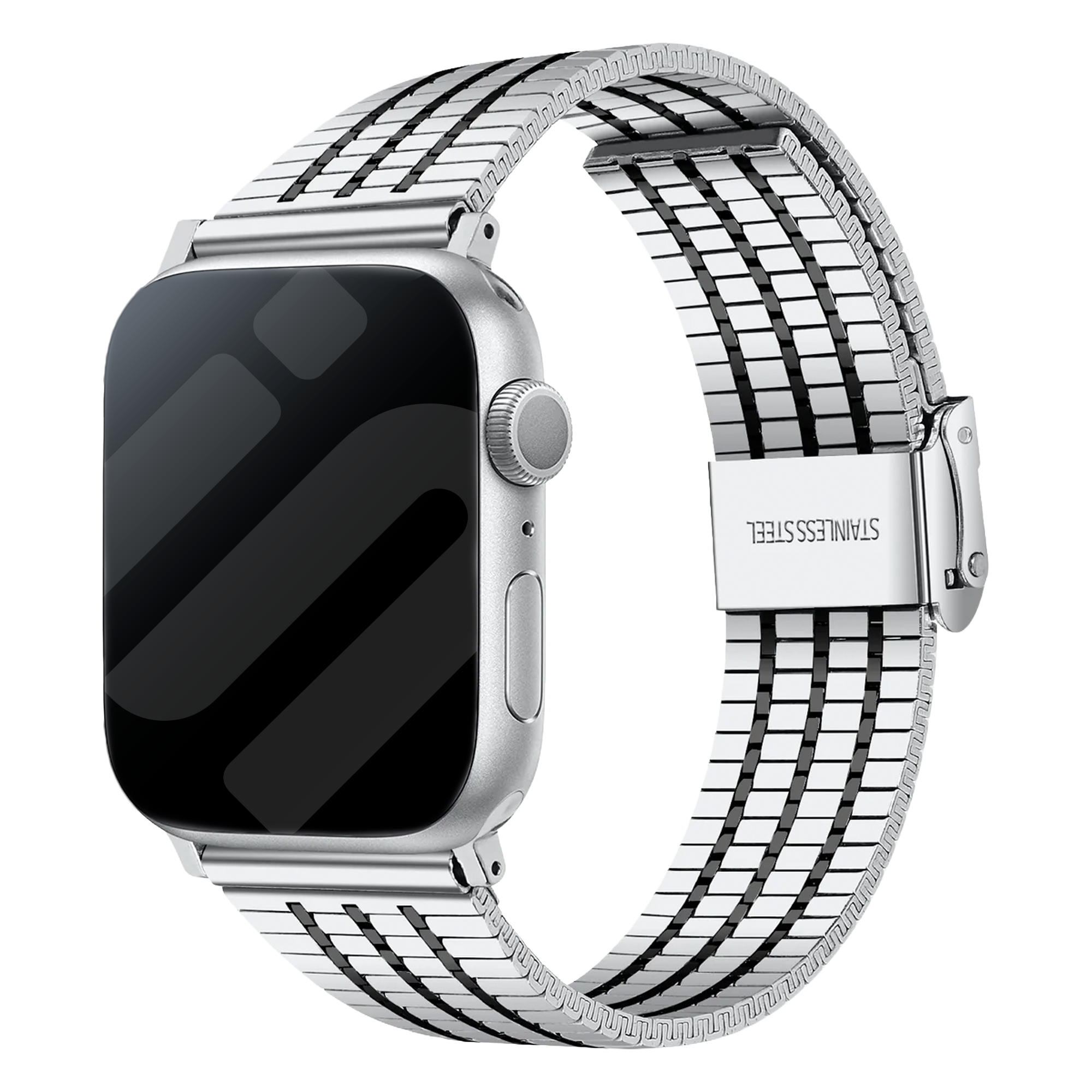 Apple Watch Fine Steel Strap (Silver/Black)