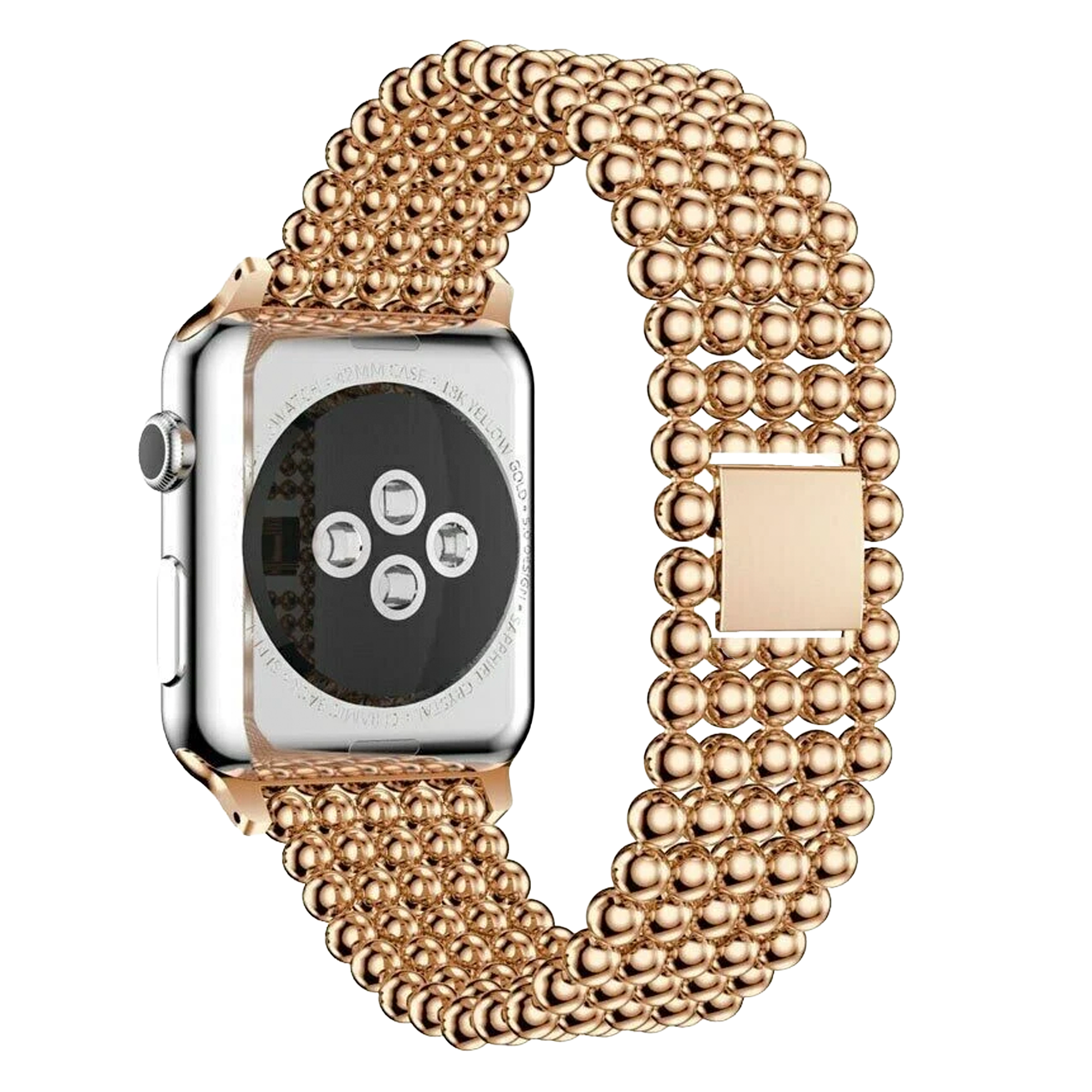 Apple Watch Beaded Steel Strap (Rose Gold)