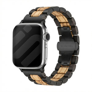 Apple Watch Wood Strap (Black/Tan)