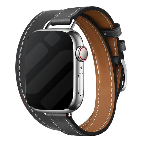 Apple Watch Leather Double Tour Strap (Black)
