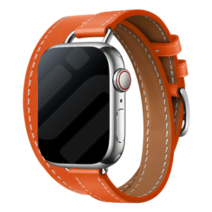Apple Watch Leather Double Tour Strap (Orange)