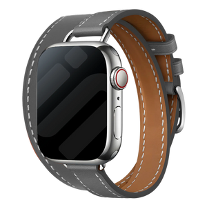 Apple Watch Leather Double Tour Strap (Grey)