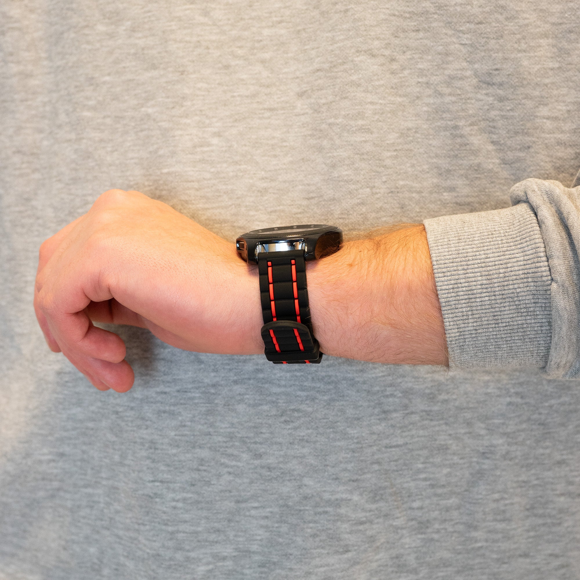 Bandz OnePlus Watch 3 Sport Strap Striped (Black/Red)