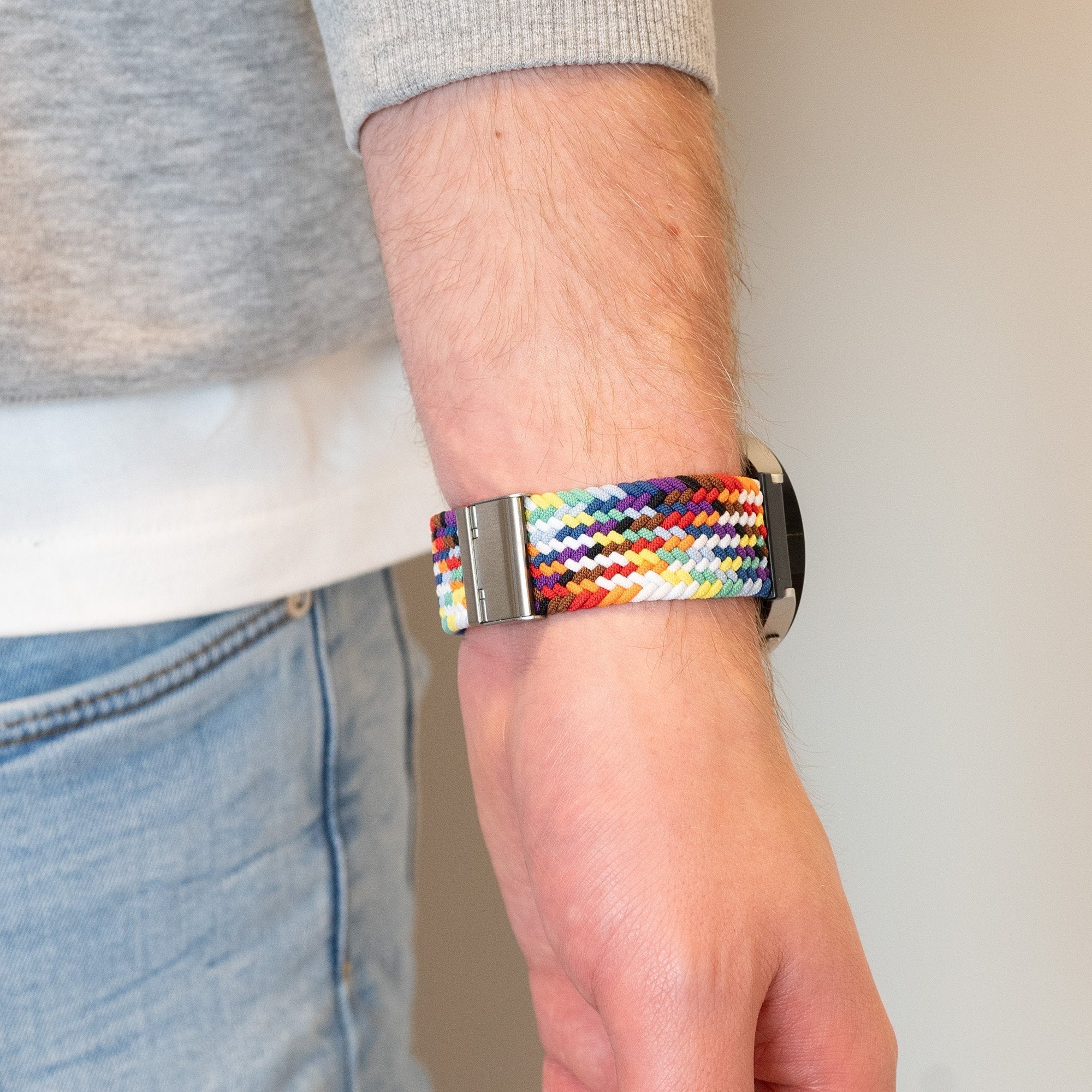 Bandz Garmin Venu SQ 2 Woven Nylon Strap (Rainbow)