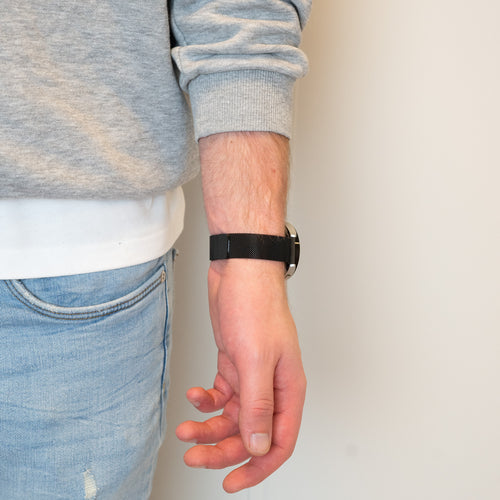 Bandz Pebble Round 2 - 20mm Milanese Loop Strap (Black)