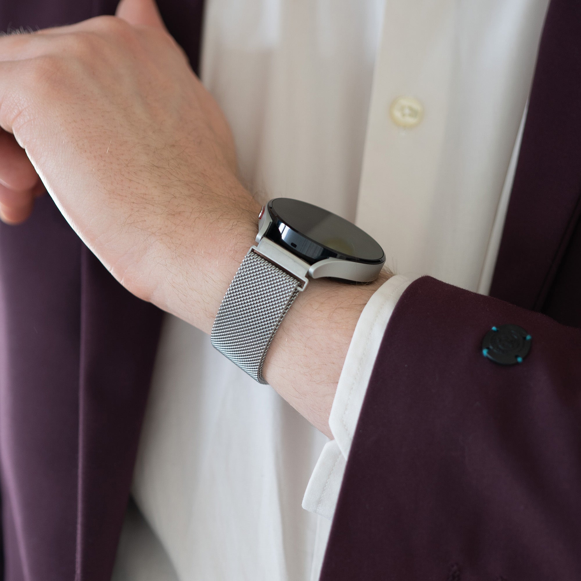 Bandz Amazfit Bip 6 Milanese Loop Strap (Silver)