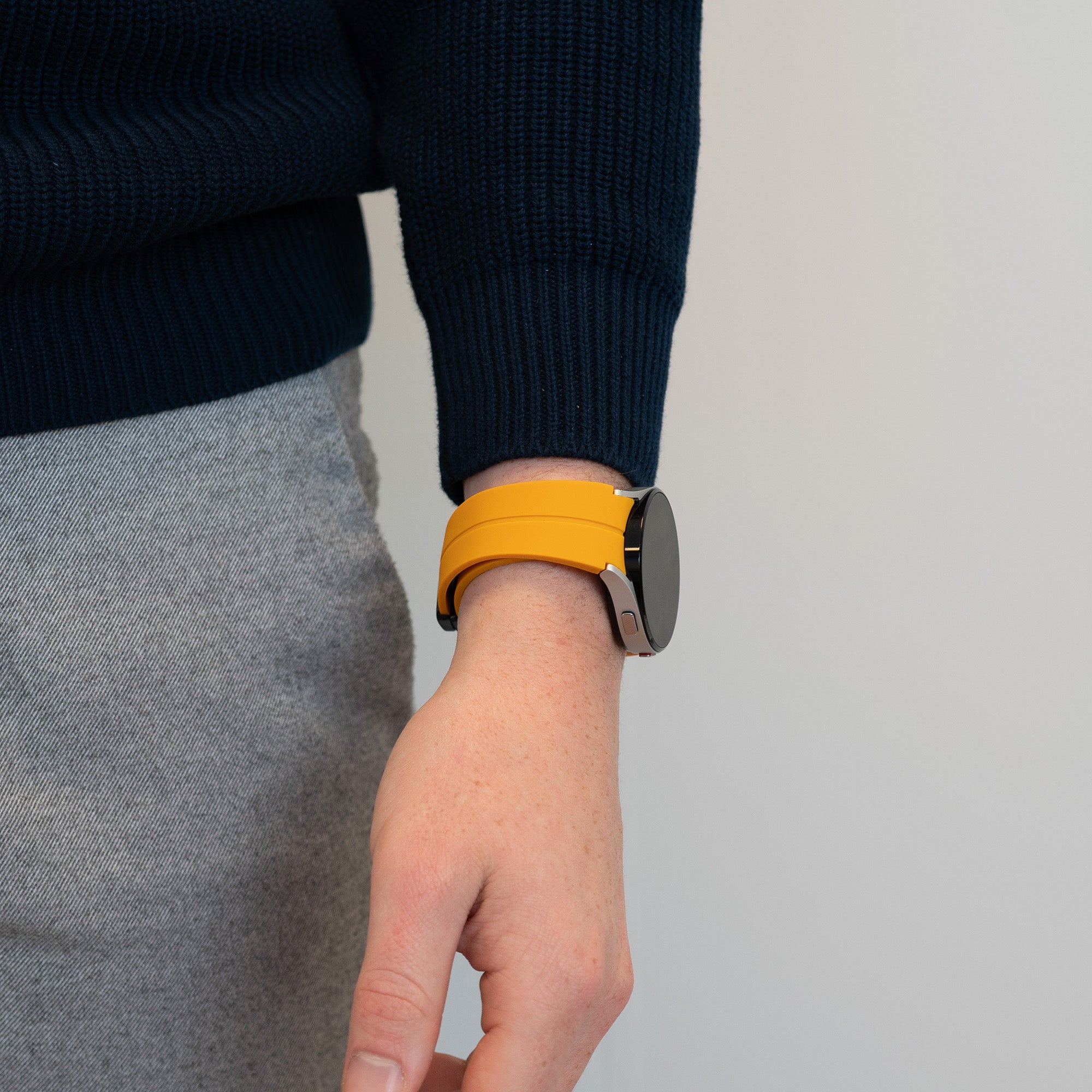 Bandz Samsung Galaxy Watch 4 - 44mm Silicone Strap with D-Buckle (Yellow)