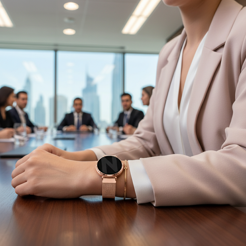 Bandz Pebble Round 2 - 14mm Milanese Loop Strap (Rose Gold)