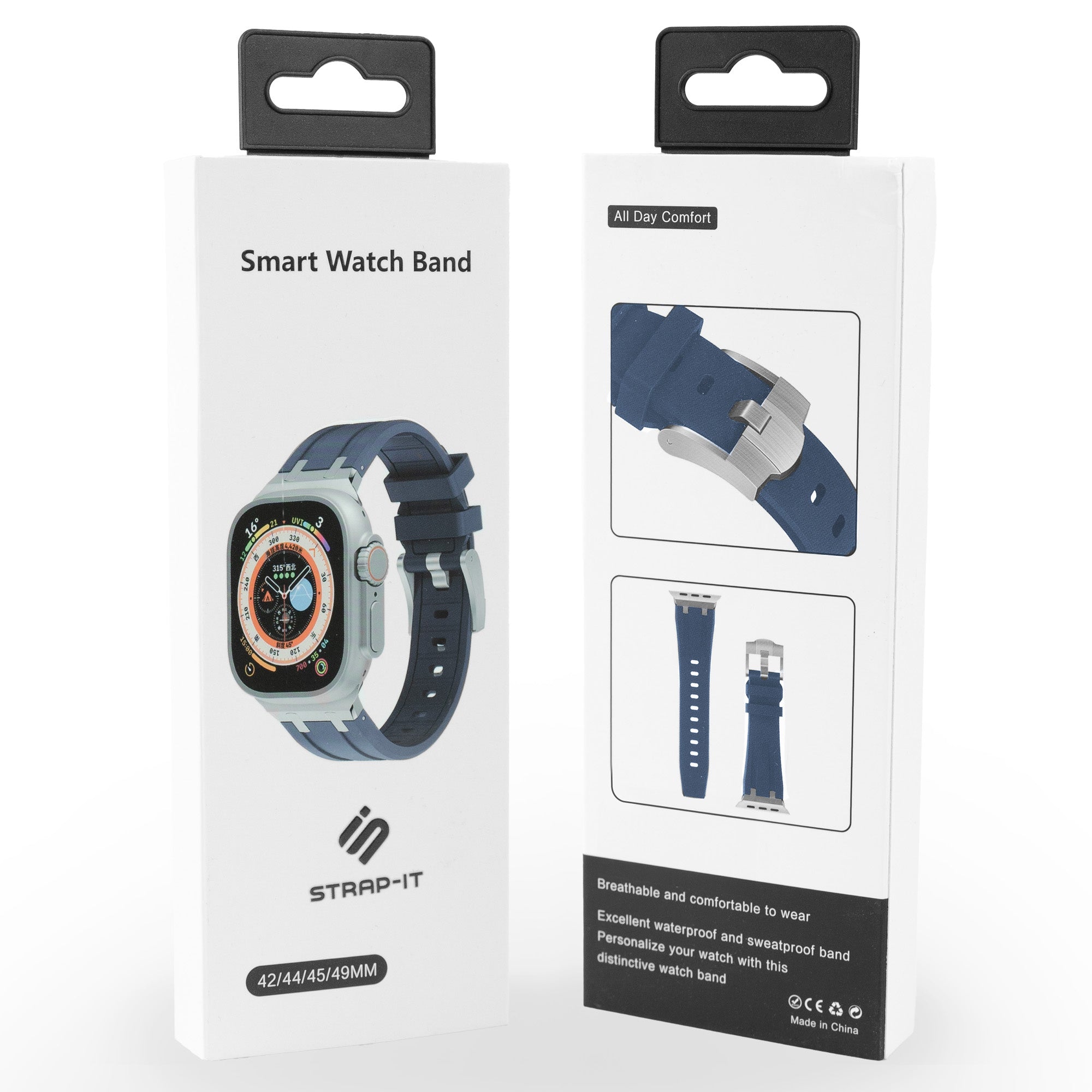 Apple Watch Luxury Liquid Silicone Strap (Blue/Silver)