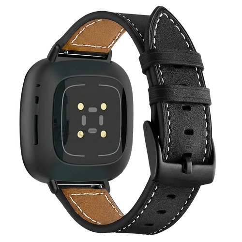 Fitbit Versa 4 Leather Strap (Black)