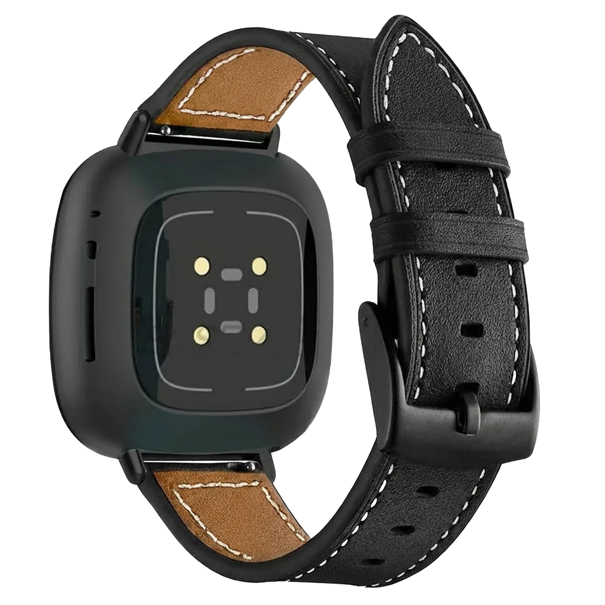 Fitbit Versa 4 Leather Strap (Black)