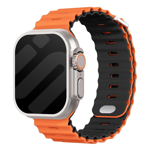 Apple Watch Ocean Strap with Snap Closure (Orange/Black)