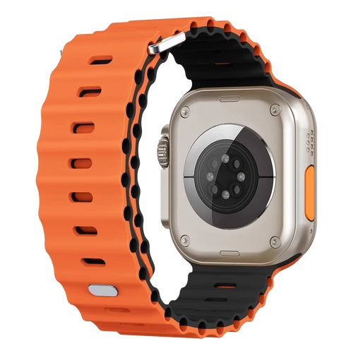 Apple Watch Ocean Strap with Snap Closure (Orange/Black)