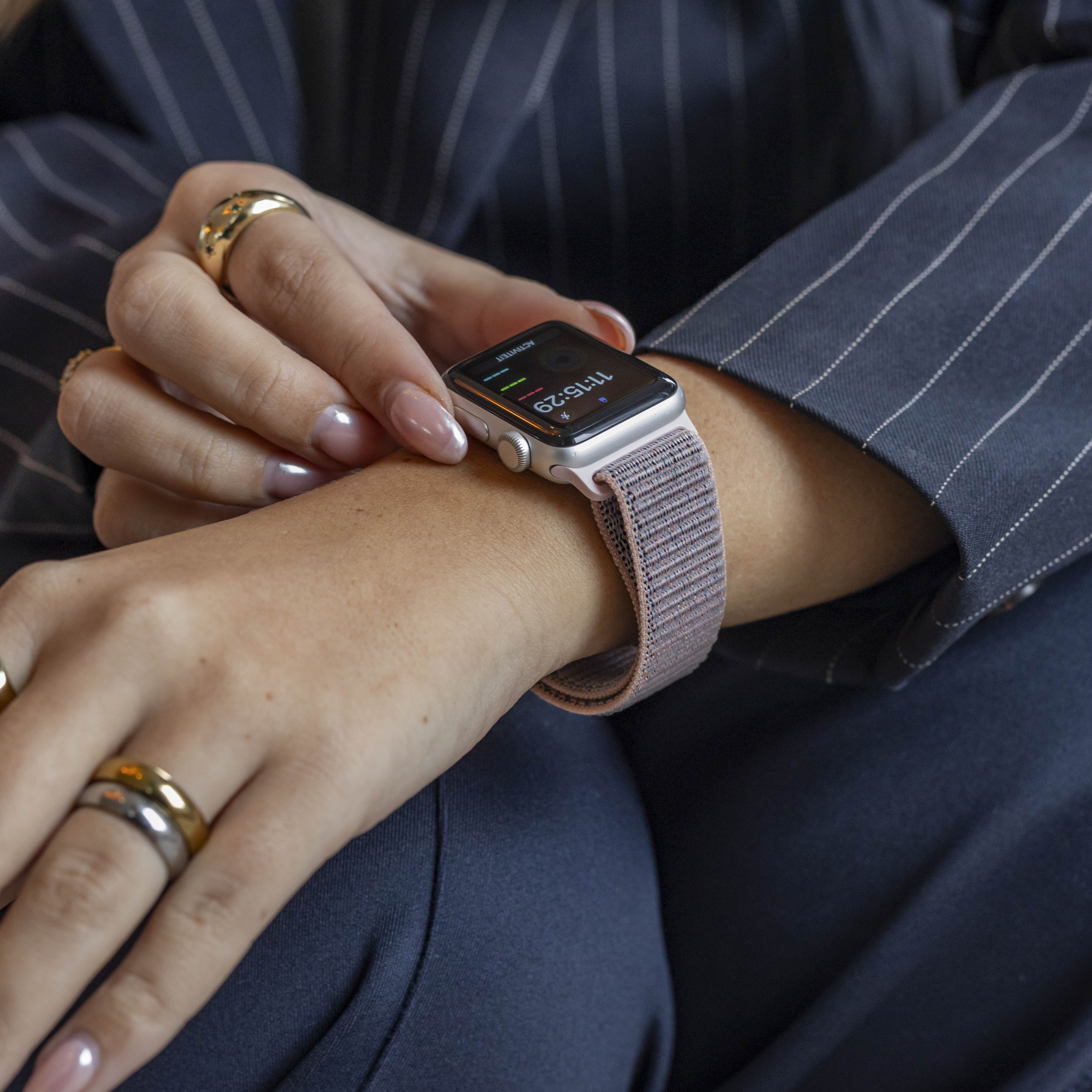 Bandz Apple Watch Nylon Strap 'Classic' with P-Buckle (Pink Sand)