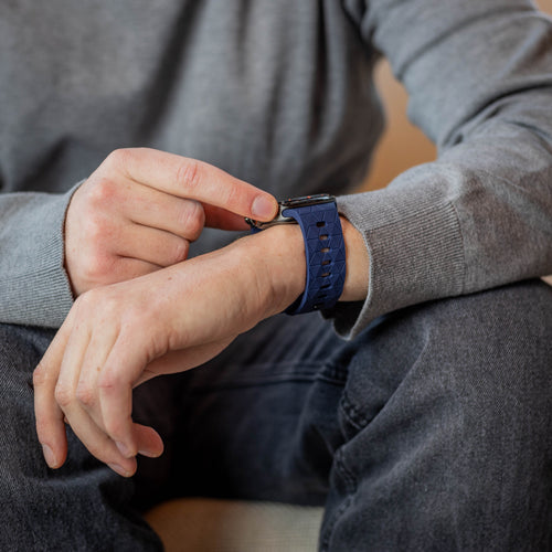 Bandz Samsung Galaxy Watch Ultra Silicone Strap 'Hexagons' (Dark Blue)