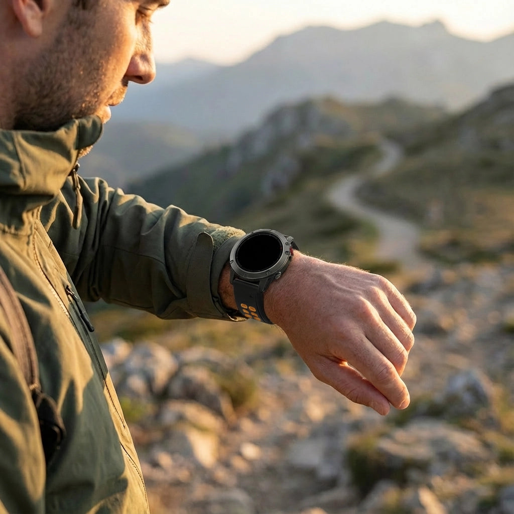 Bandz Garmin Fenix E Buckled Sport Strap (Black/Orange)