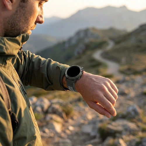 Bandz Garmin Quatix 5 / 6 / 7 Buckled Sport Strap (Black/Grey)